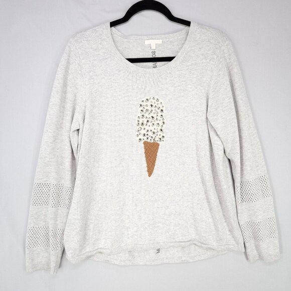 Lisa Todd Sweater Size Large Lickety Split Ice Cream Rhinestone Embellished - Picture 2 of 16